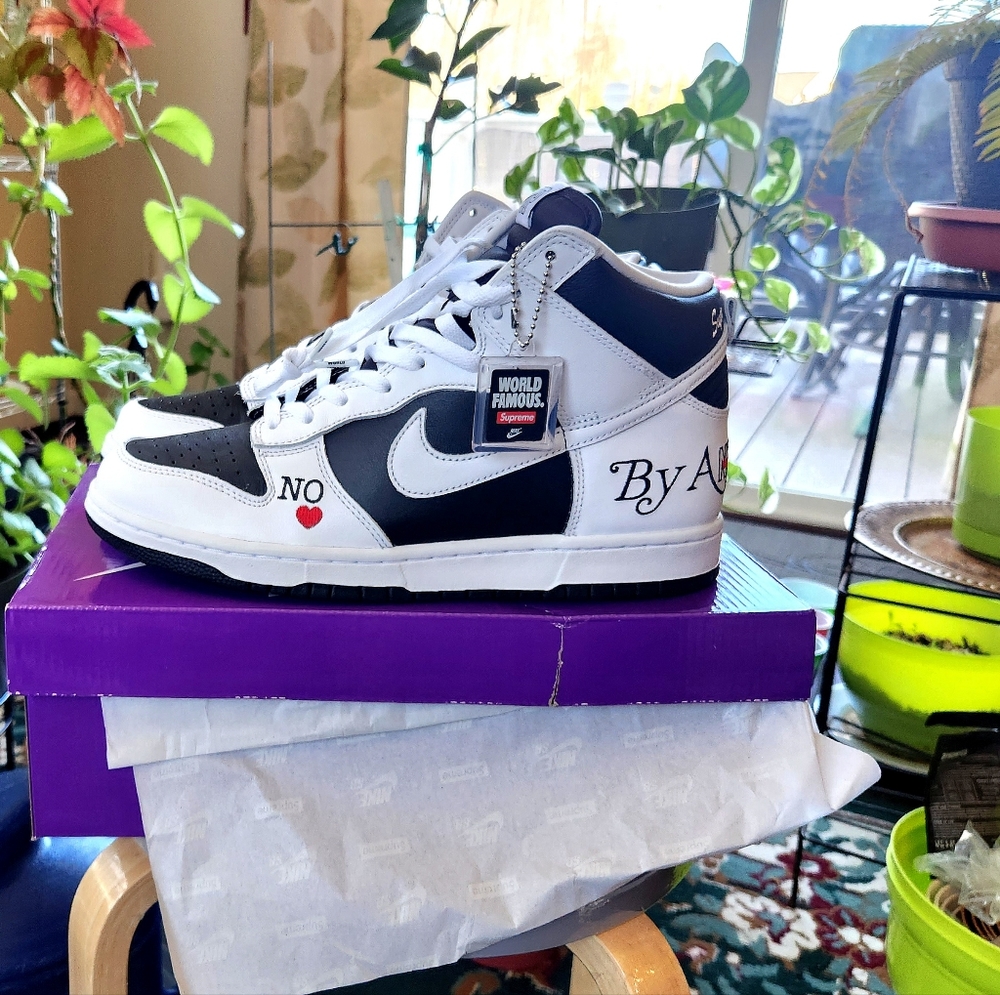 Supreme NSB Nike Dunk High By Any Means Black White Red Size 11 DN3741-002 New
